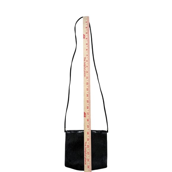 Whiting and Davis Black Mesh Evening Bag With Long Strap & Snap Closure - Picture 4 of 7